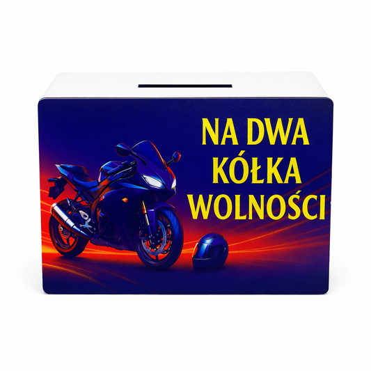 Skarbonka na motocykl – drewniana skarbonka na dwa kółka wolności