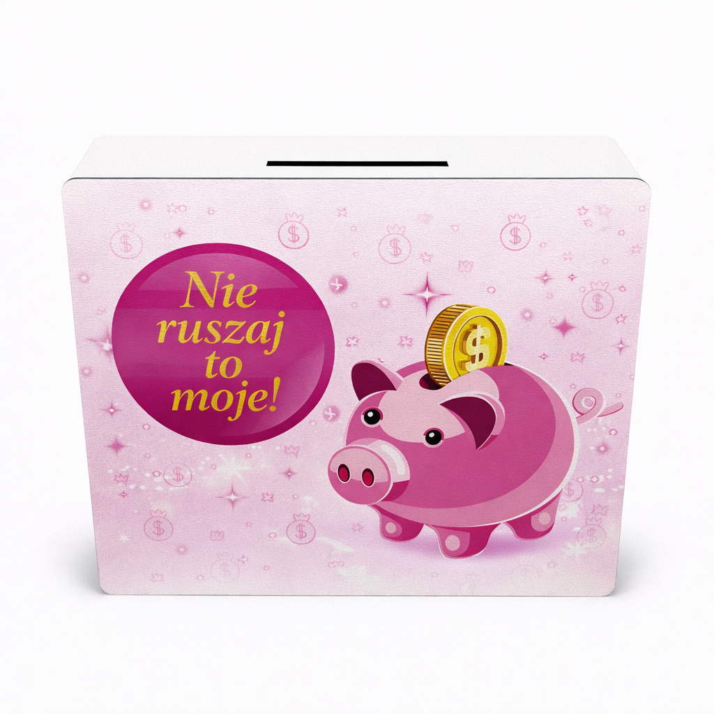 Skarbonka „Nie ruszaj to moje!” - Różowa