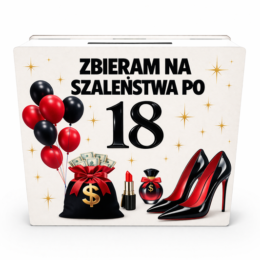 Skarbonka na szaleństwa po 18 – drewniana skarbonka z celem