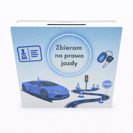 Skarbonka na prawo jazdy – drewniana skarbonka z celem