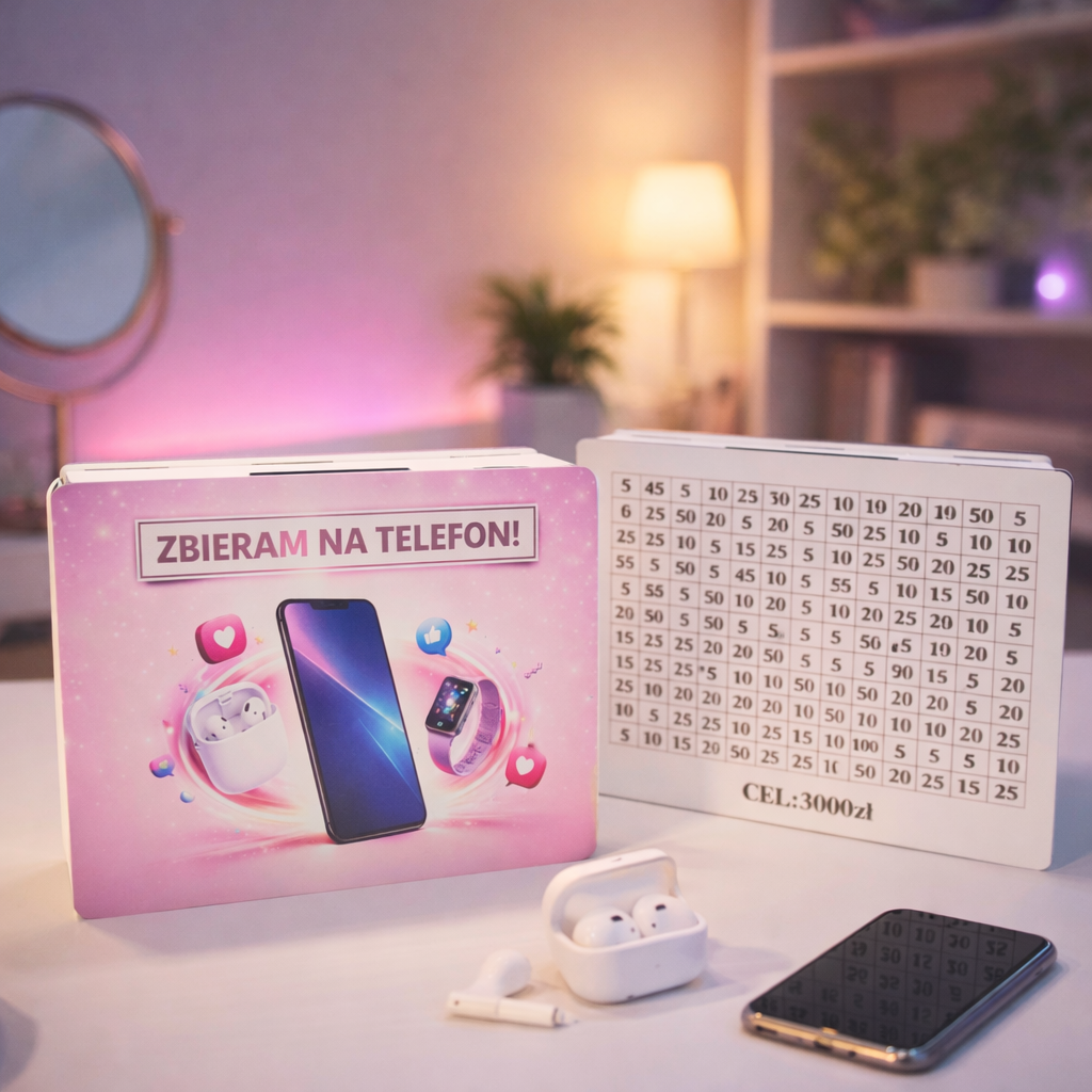 Skarbonka na telefon – drewniana skarbonka z celem